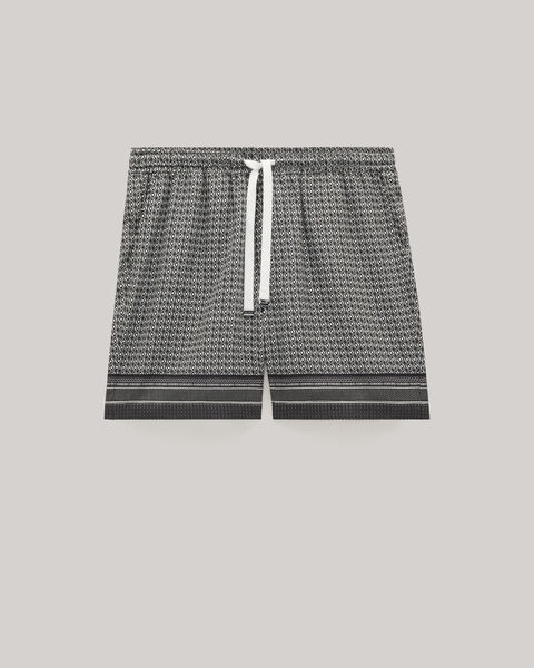 Geometric Movember Elasticated Shorts, Black, hi-res